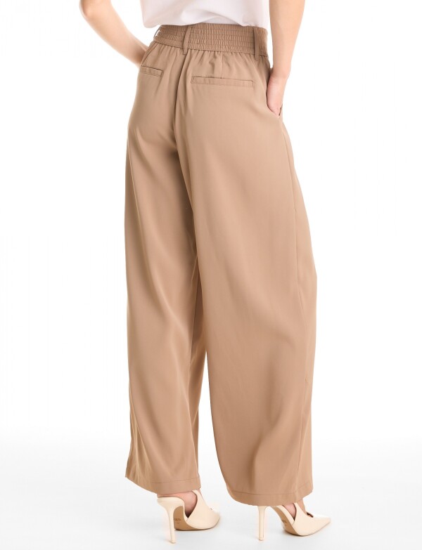 Palazzo Con Doble Botón & Cintura Elástica BEIGE