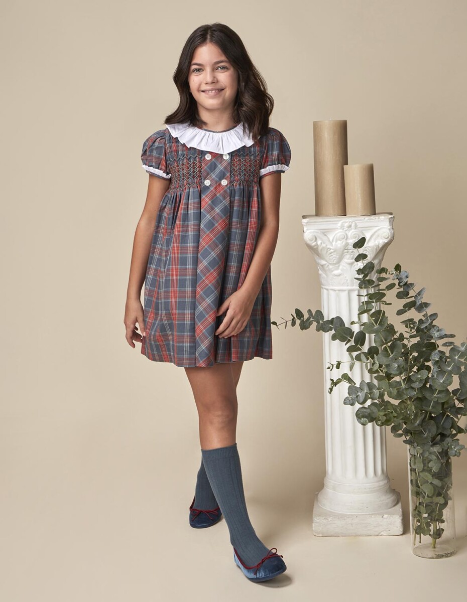 Vestido Cuadro Tartan - Azul Pato 