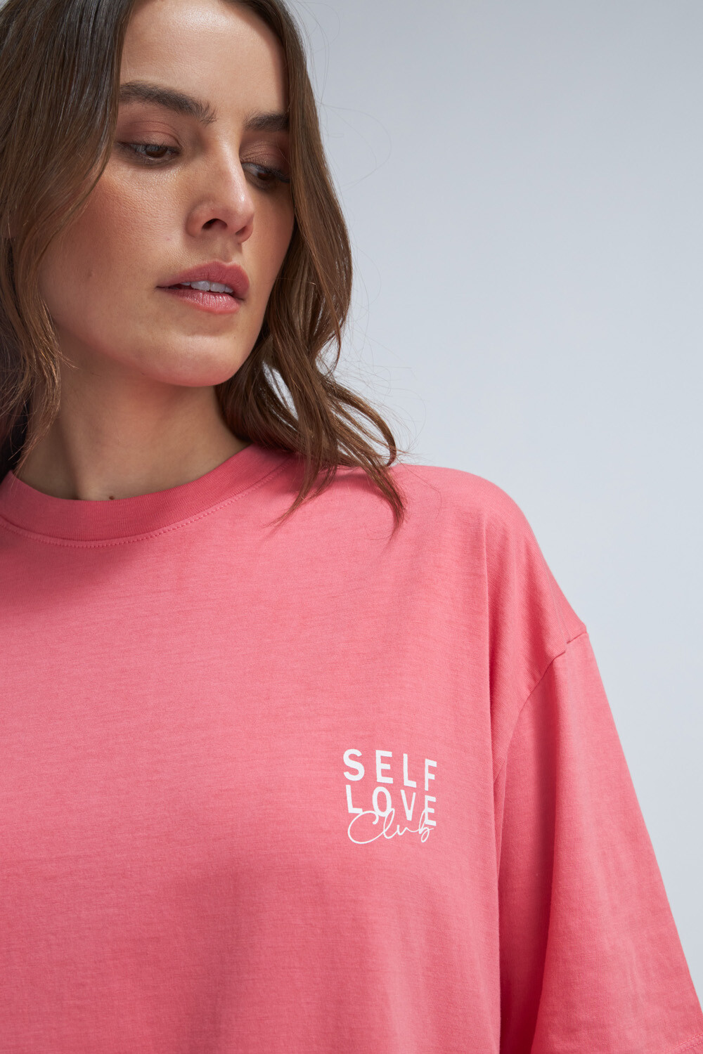 Camiseta new arrivals rosa larga