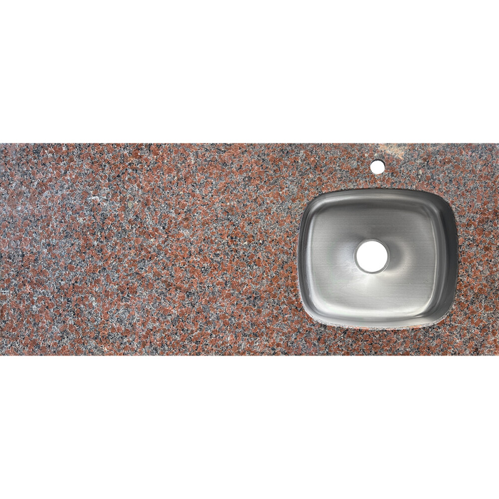 MESADA DE GRANITO RED BRASILIA CON PILETA DERECHA Y CON HUECO PARA GRIFERÍA / 122X52 CM Mesada De Granito Red Brasilia Con Pileta Derecha Y Con Hueco Para Grifería / 122x52 Cm