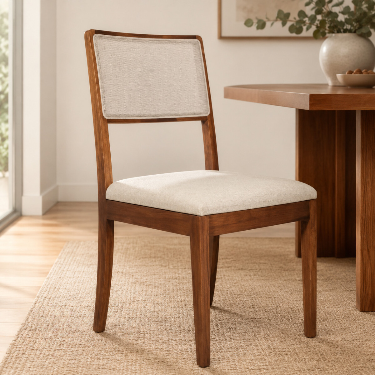Silla De Comedor ComboHome Lola Madera Maciza Ratan Natural - Blanco 1 