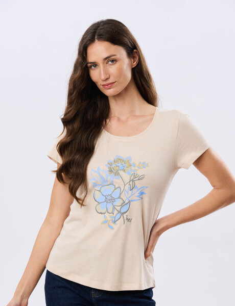 REMERA ESTAMPADA DE ALGODÓN Beige