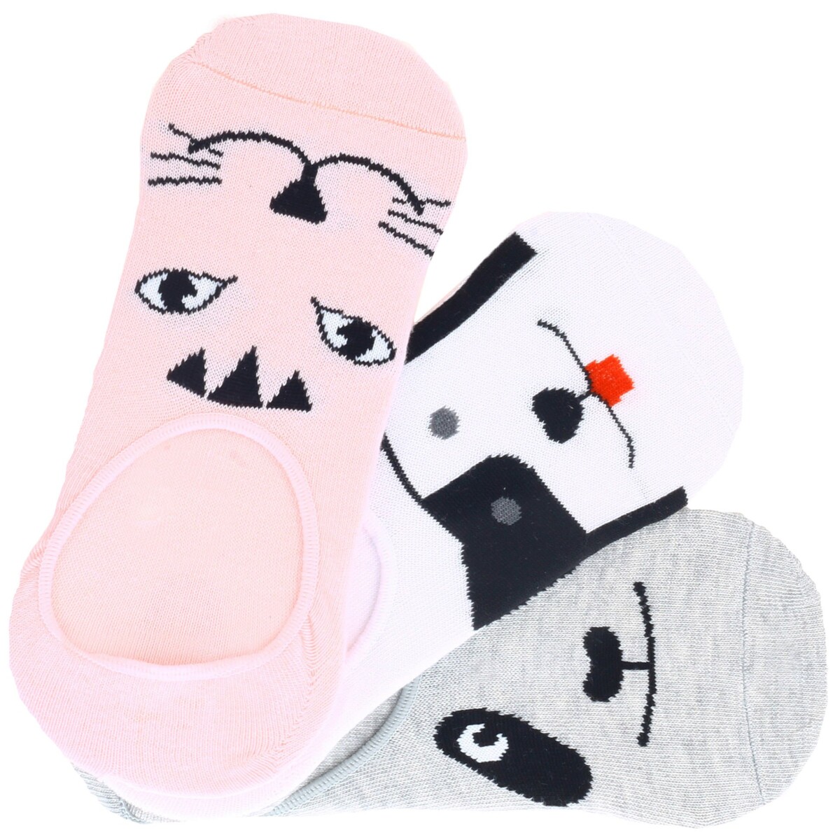 Medias de Mujer Miss Carol Media PETS pack x3 - Blanco - Gris - Rosado 