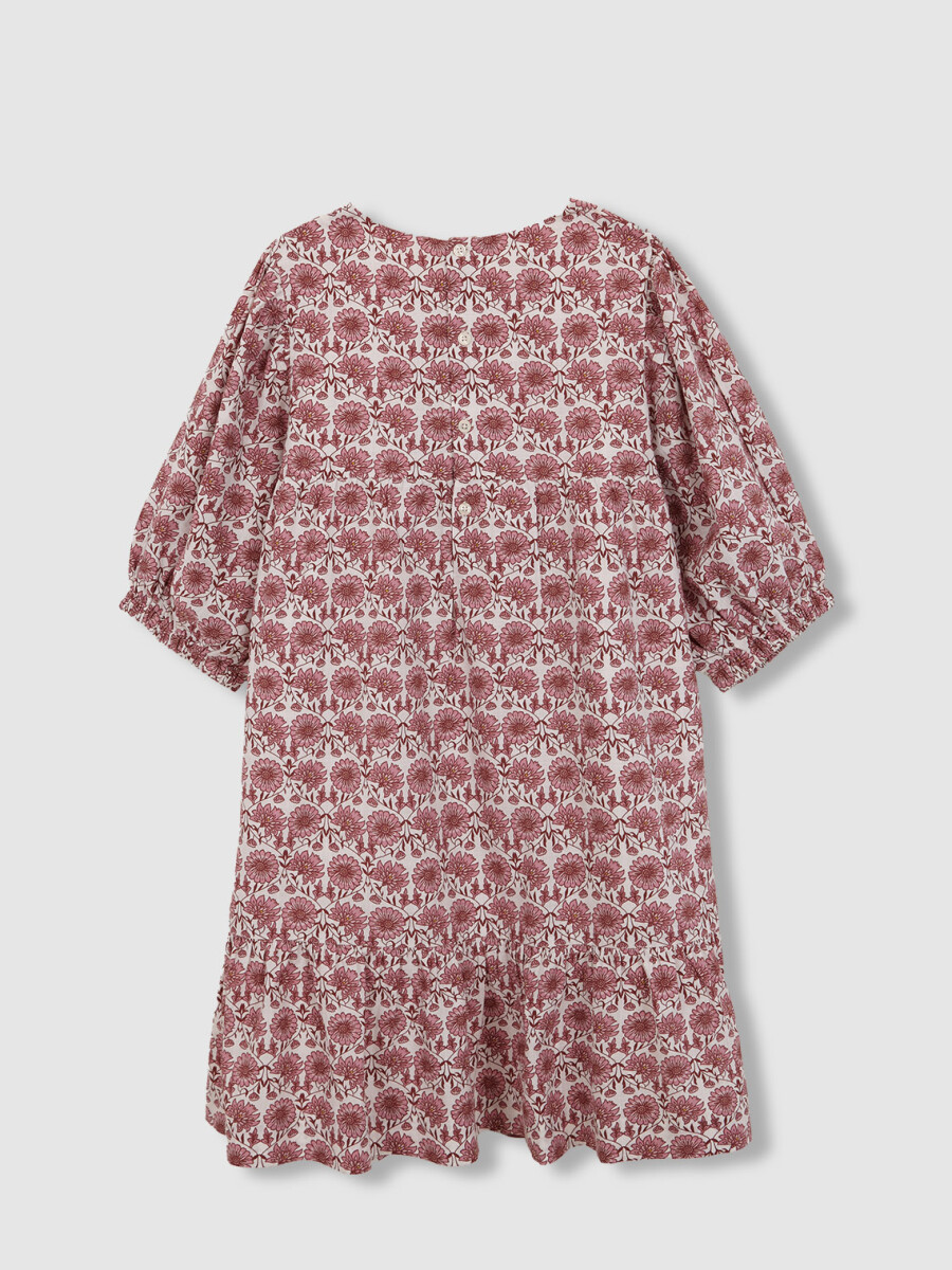 Vestido Estampado Flores Berenjena