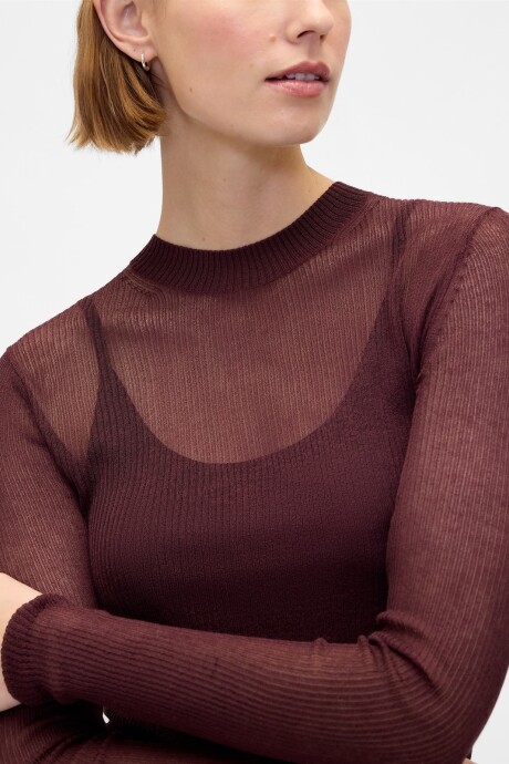 SHEER FITTED CREW Bordeaux