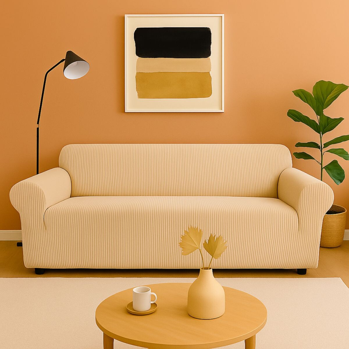 Funda cubre sofá elástica 2 cuerpos - BEIGE 