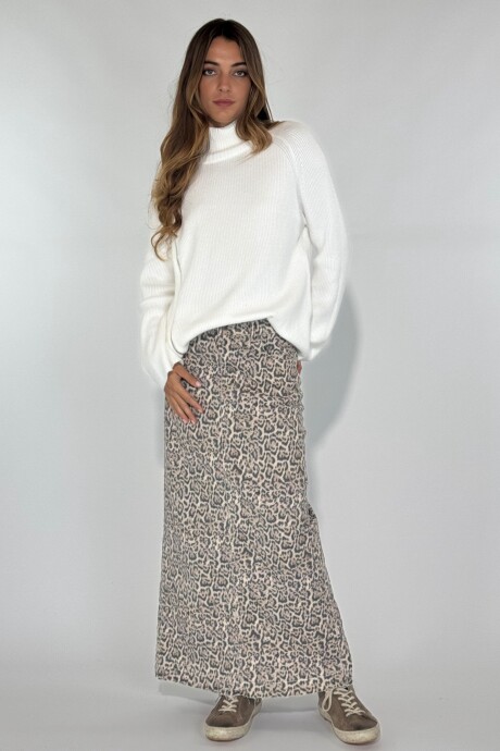 POLLERA JEAN LIA PRINT Beige