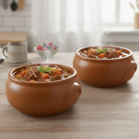Set x2 Cazuelas con asas cerámica 600 ml D12X6,7H cm TERRACOTA