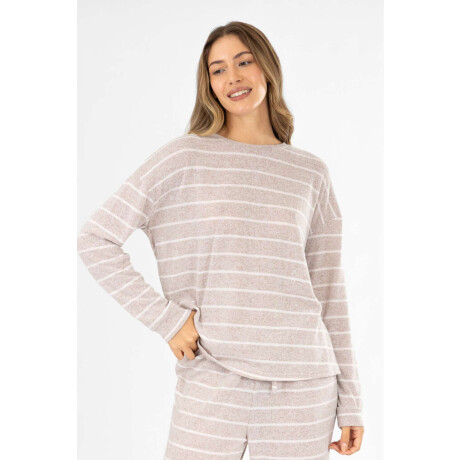 Pijama hacci rayado beige Beige