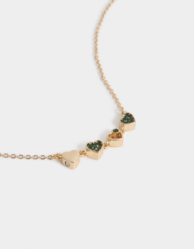 Collares Cortos Bañada en Oro Collar Corto Corazones Bañado En Oro - Dorado