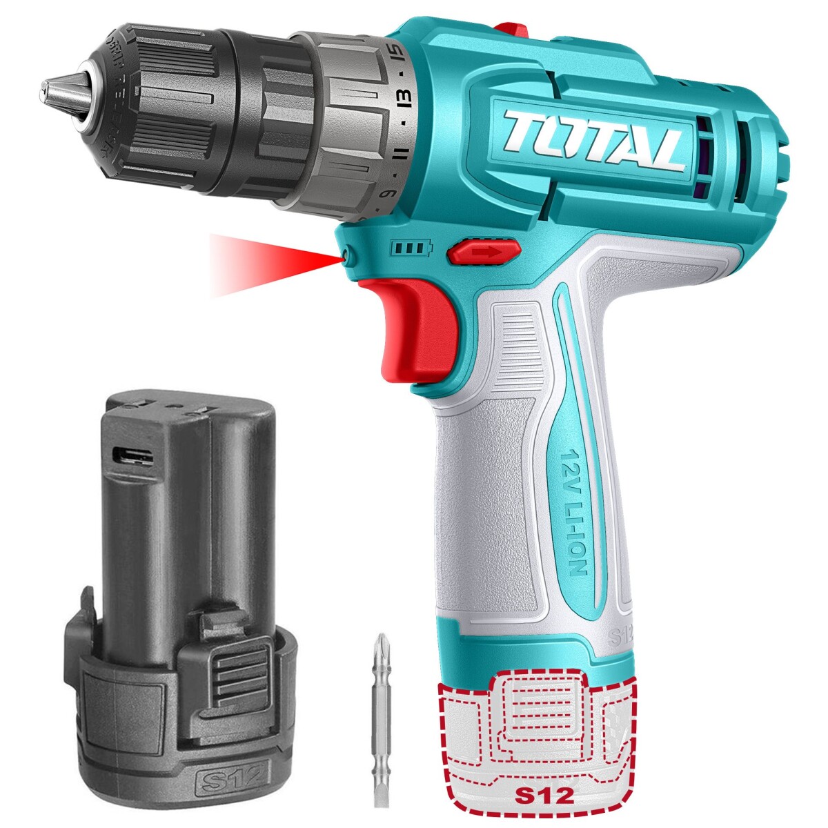 Atornillador Inalámbrico 12v - 1 Batería, Carga Usbc 