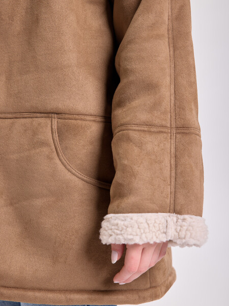 Chaqueta abrigo forrada sherpa Beige