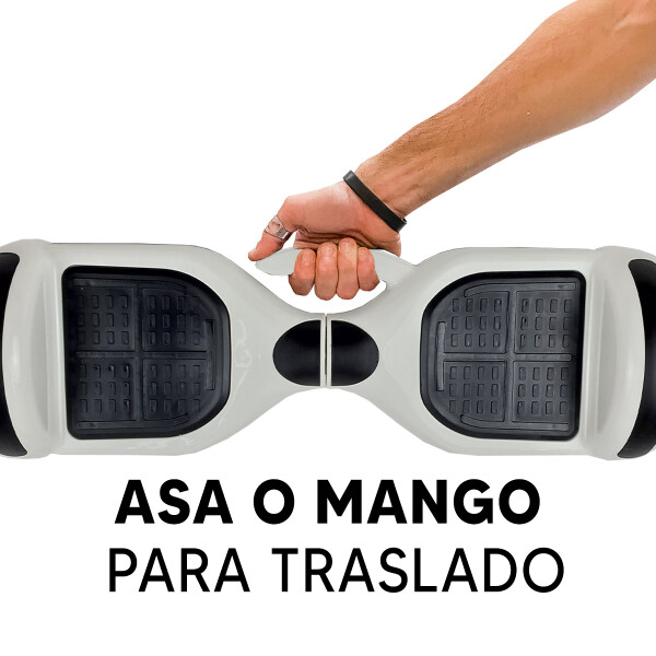 Combo De Skate Eléctrico 6.5" Con Luces Y Bluetooth + Asiento Para Hoverboard PK SKATE 6.5 BLANCO 18 + ASIENTO