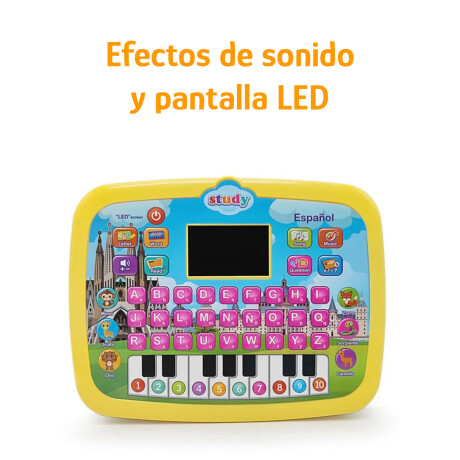 Computadora Educativa Infantil Español Con Sonidos Y Juegos Amarillo