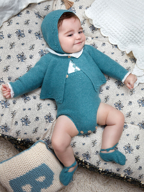 Chaqueta De Punto Bobo Cinturilla Turquesa