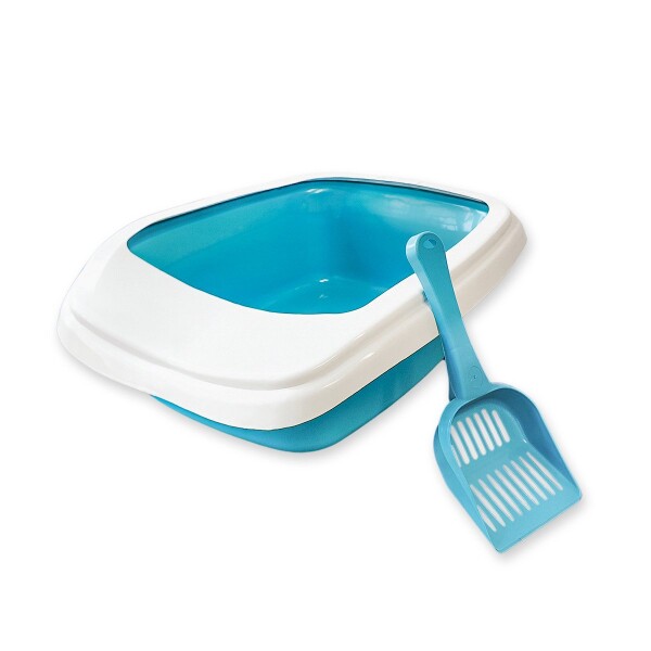 Baño Sanitario Arenero Gato Bandeja Abierto Con Pala Litera Variante Color Celeste