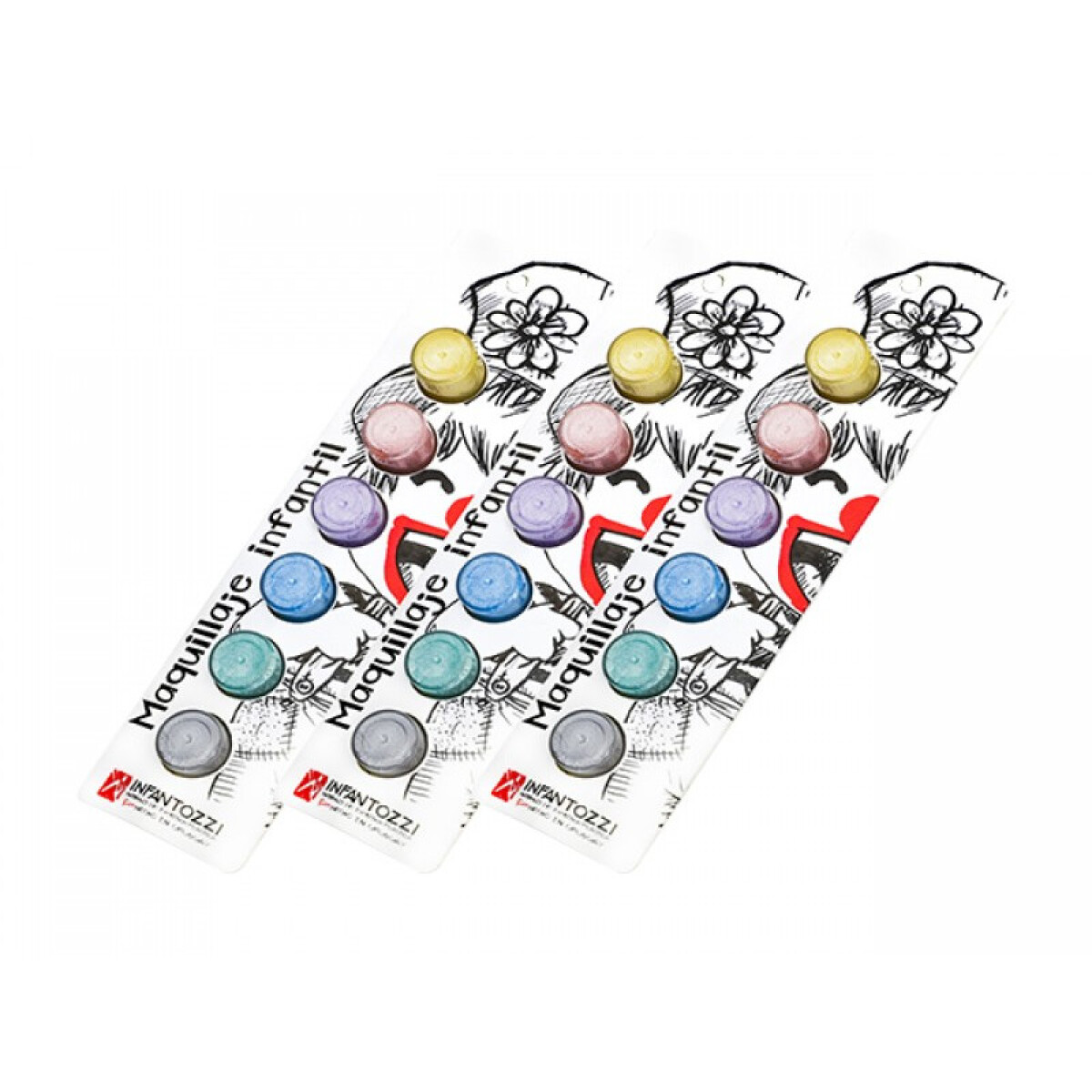 Blister maquillaje infantil metal · 6 colores (Pintura para rostro y cuerpo) 