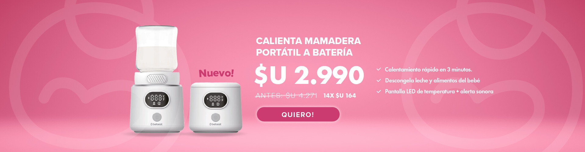 Calienta Biberon Portatil a bateria Bebesit