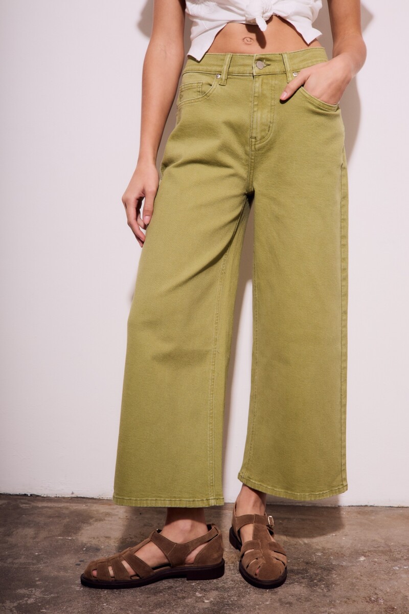 Jean Wide Lavado Oliva