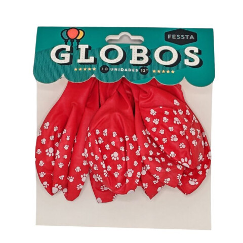 Globo Diseño Huellas x10 Und Rojo