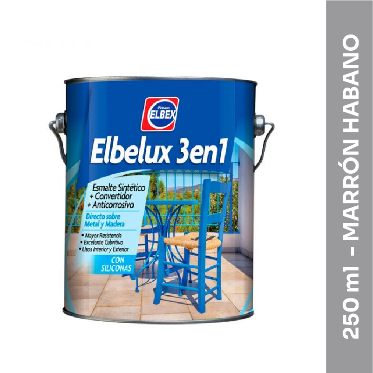Esmalte Brillante Elbelux 3 en 1 - 250 ml - Marrón Habano 