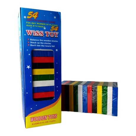 Juego de Ingenio Jenga de Madera en Colores 54 Piezas 001