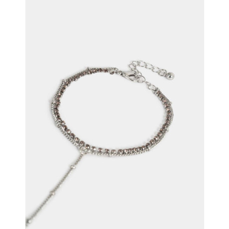 Pulsera Flexible Con Anillo Unido Plateado