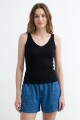 Top tejido punto rib tirantes finos NEGRO