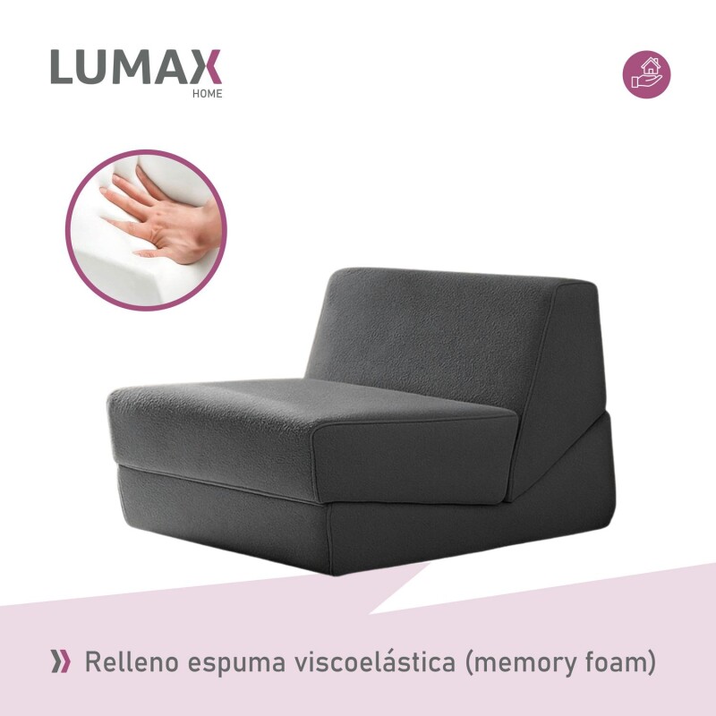 Sillón Sofá Plegable Lumax Modelo Lahti en caja Compactado Gris Oscuro