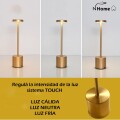Lampara De Mesa De Luz Led Recargable De 34cm Dorado