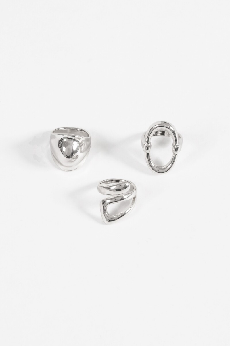 Set de anillos bold plateado