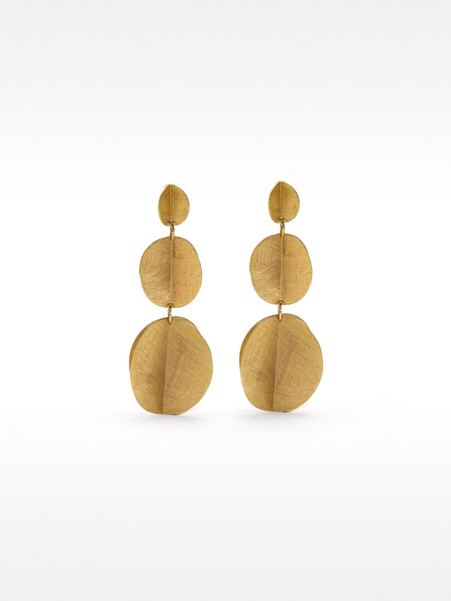 Pendientes Largos De Brass Tridimensionales dorado