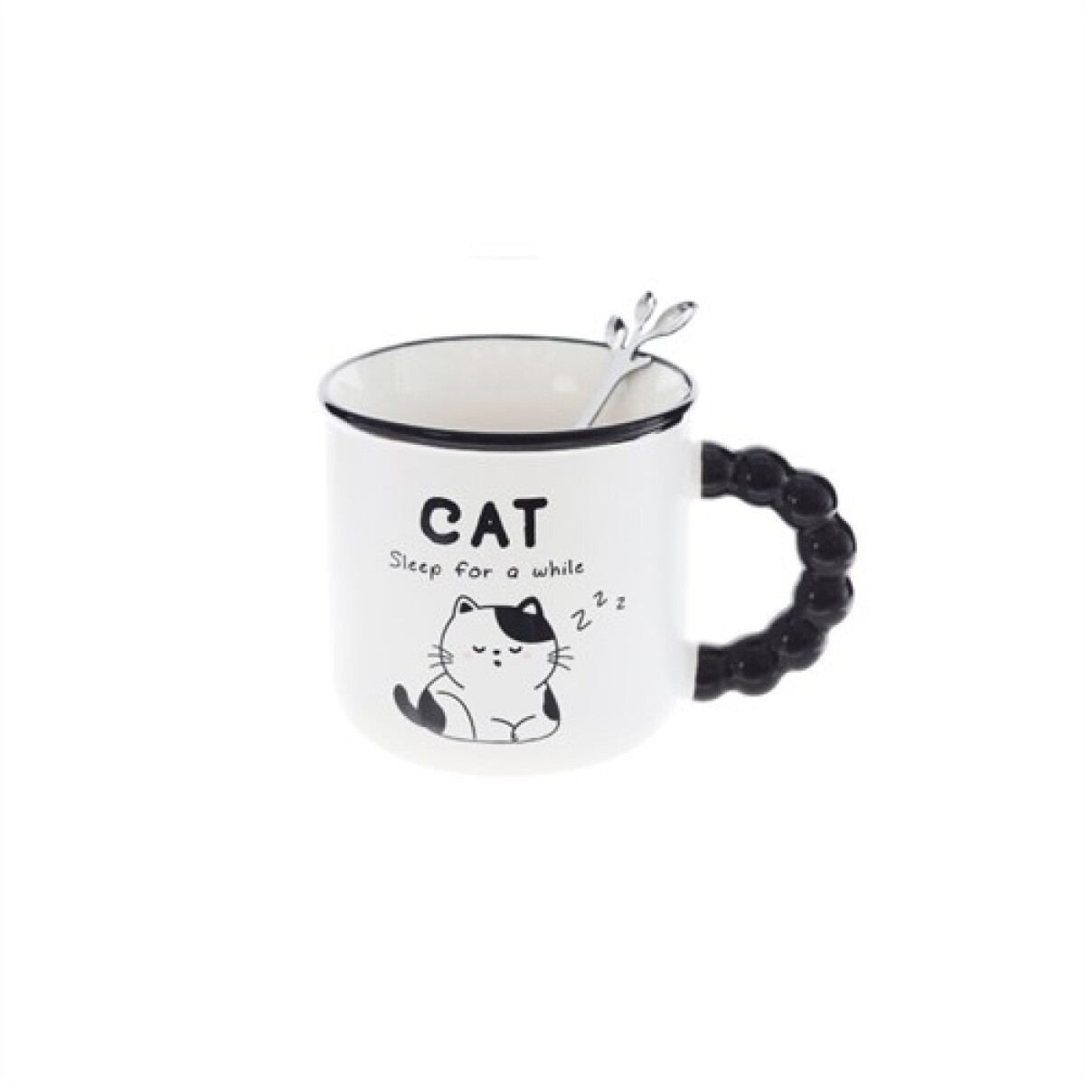 Taza de cerámica cat con asa negra - Sleep 