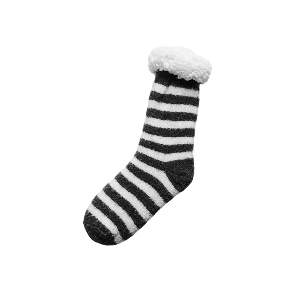 Pantuflas medias con corderito Rayas - Negro 