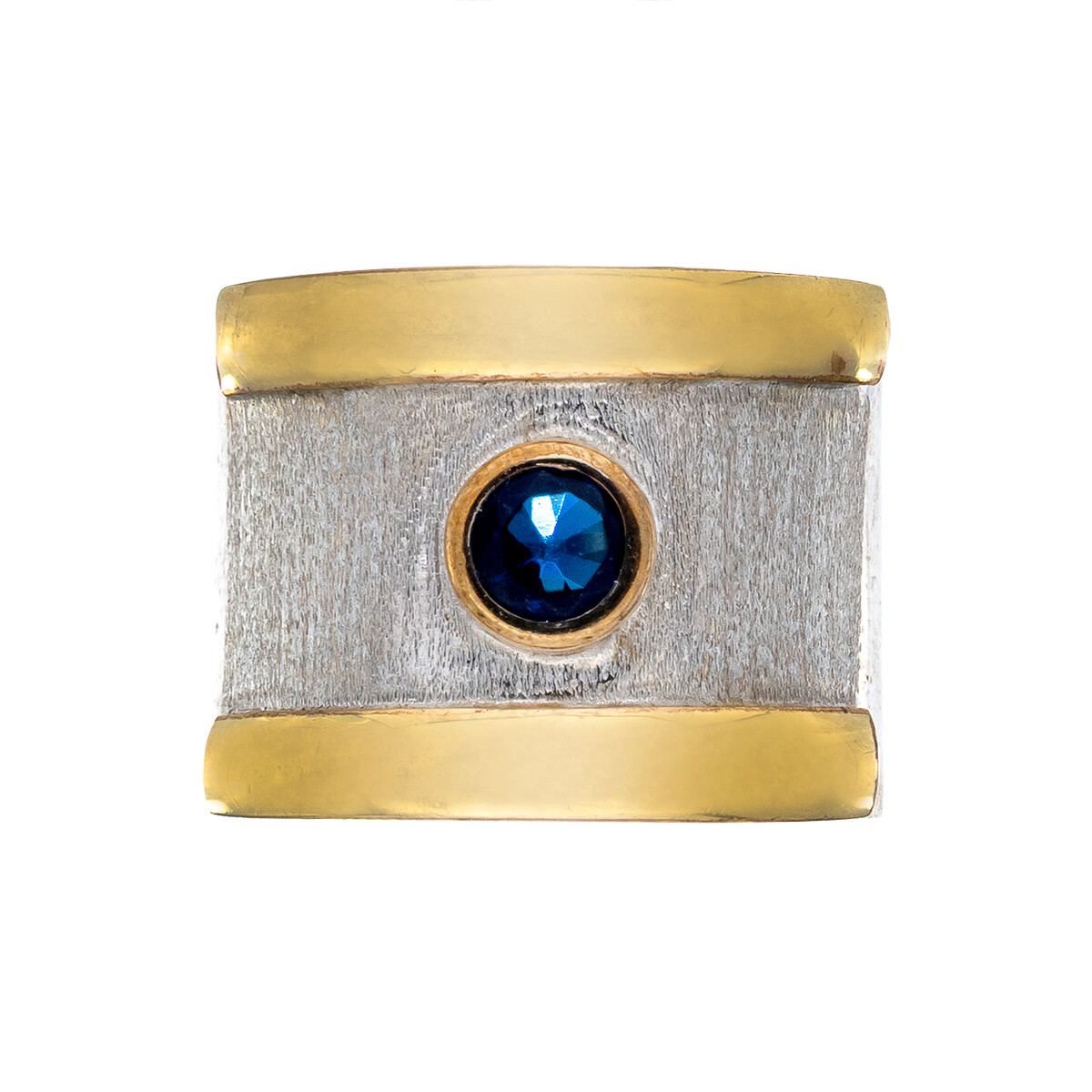 Anillo de plata 925 y double en oro 18 ktes con circonia. 