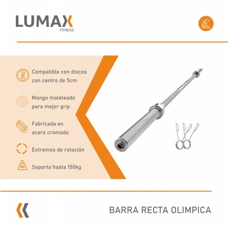 Barra Olímpica Profesional Lumax + 2 Mariposas 2.20mts Barra Olímpica Profesional Lumax + 2 Mariposas 2.20mts