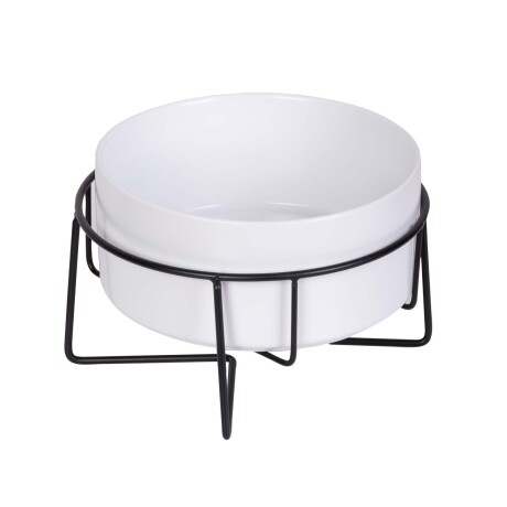 COMEDERO MASCOTAS CERAMICA-Y-METAL BLANCO CERÁMICA Y METAL