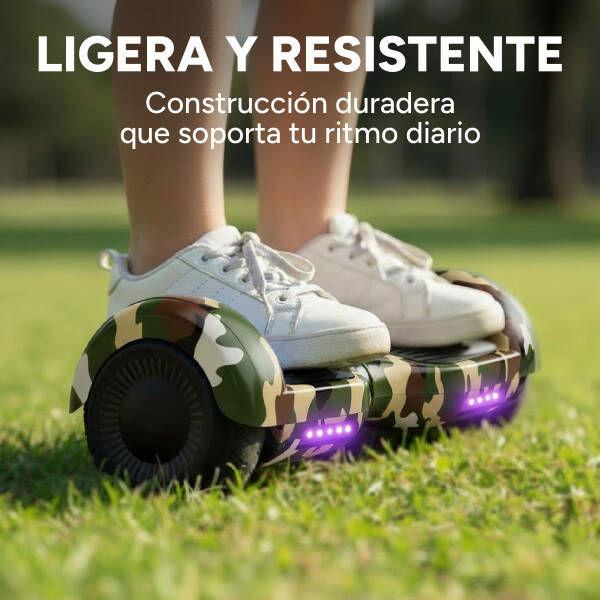 Skate Electrico Hoverboard Gogreen Musica Bt Luces Patineta Diseño Camuflaje