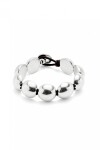 PULSERA DE CUERO CON CUENTAS GRANDES DE ALEACIÓN DE METALES BAÑADAS EN PLATA DE LEY Pulsera