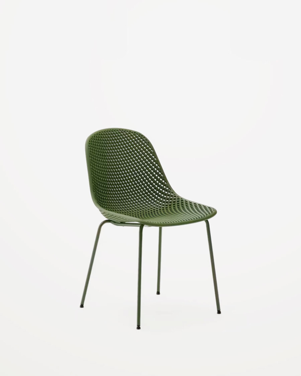Silla de exterior Quinby con patas de acero verde 