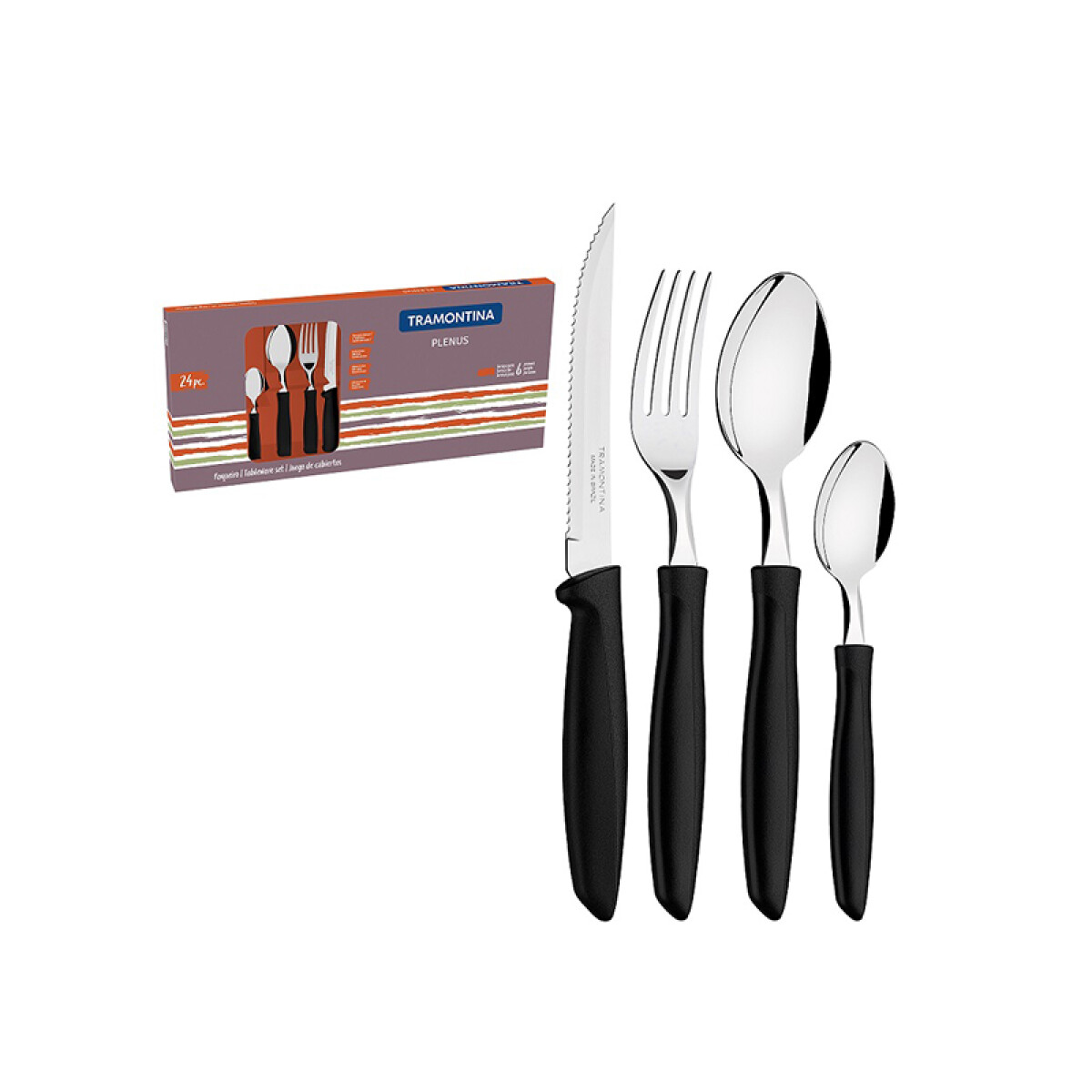 Juego de cubiertos negros 24 piezas "PLENUS" -TRAMONTINA - TN9715 