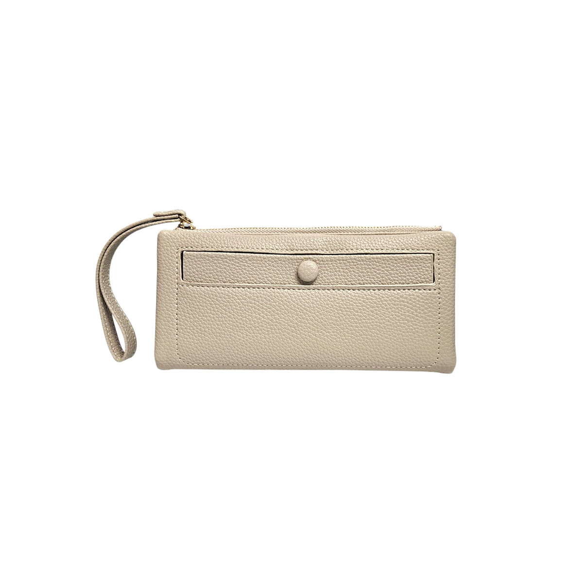 Billetera cuerina con colgante - 10x19cm - Beige 