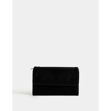 Billetera Fichero Bordada Negro