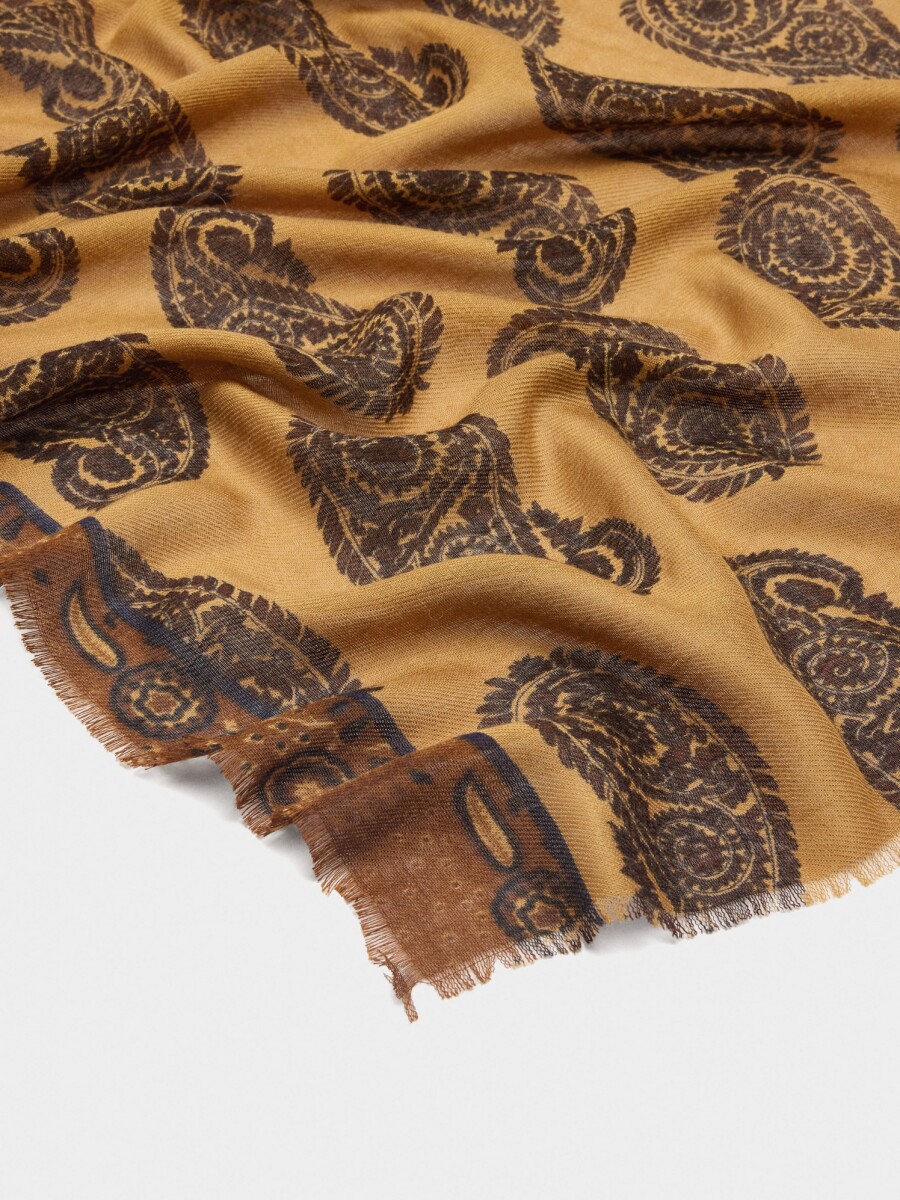 Pañuelo Estampado Mezcla De Lana amarillo