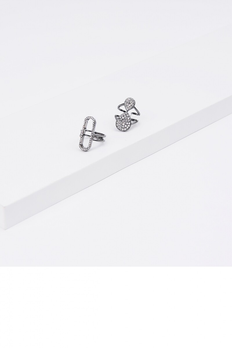 Set de anillos con strass peltre