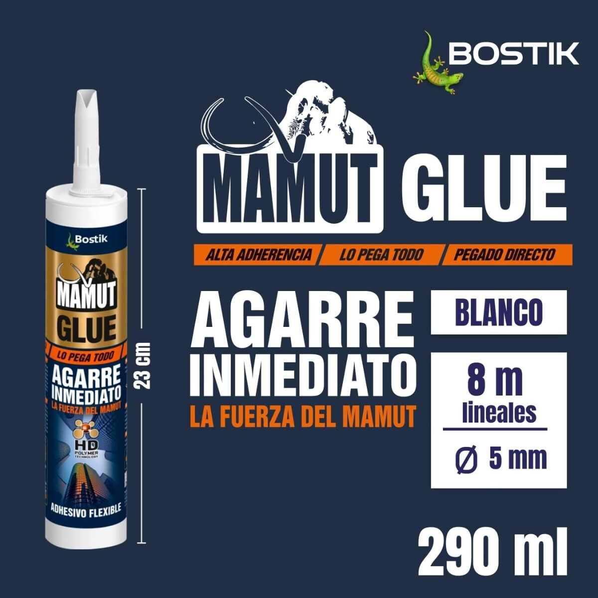 ADHESIVO INMEDIATO ALTA CARGA 290ML MAMUT GLUE BOSTIK Adhesivo Inmediato Alta Carga 290ml Mamut Glue Bostik
