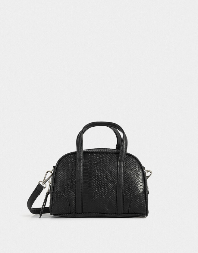 Bowling Noche Cartera Bowling Efecto Croco - Negro
