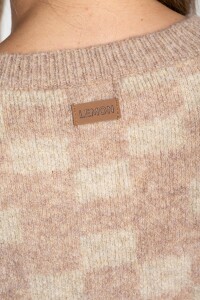 Sweater Intarsia Cuadros Rosa Viejo