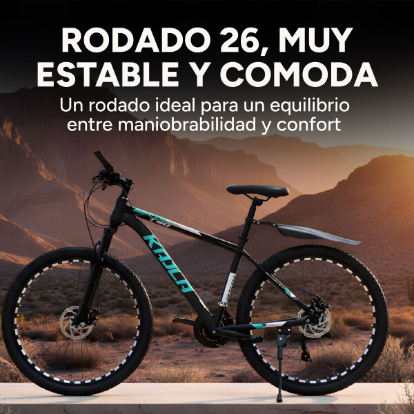 Bicicleta Kajla Montaña Rodado 26 Freno Disco 21 Velocidades Color Negro Celeste