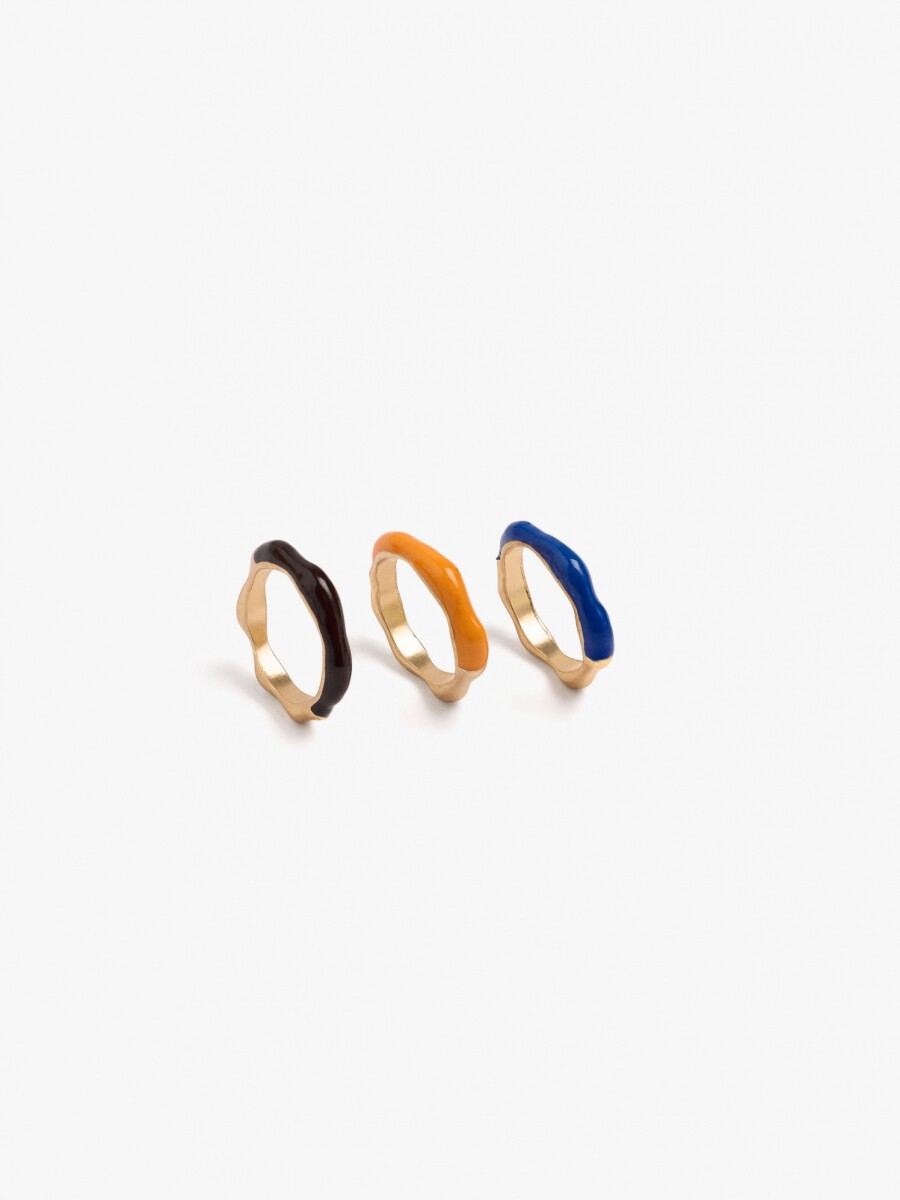 Set De Anillos Con Esmalte multicolor